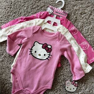 Hello Kitty Pink Baby Girls' One-Piece Bodysuit Set - 3 Pack - NWT